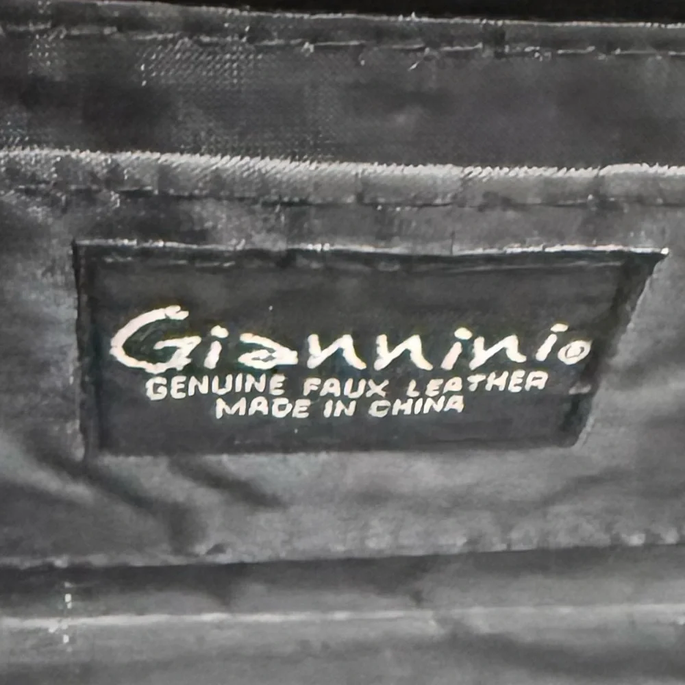 Giannini‎ Black Crocodile-Embossed Clutch with Silver Ring Handle